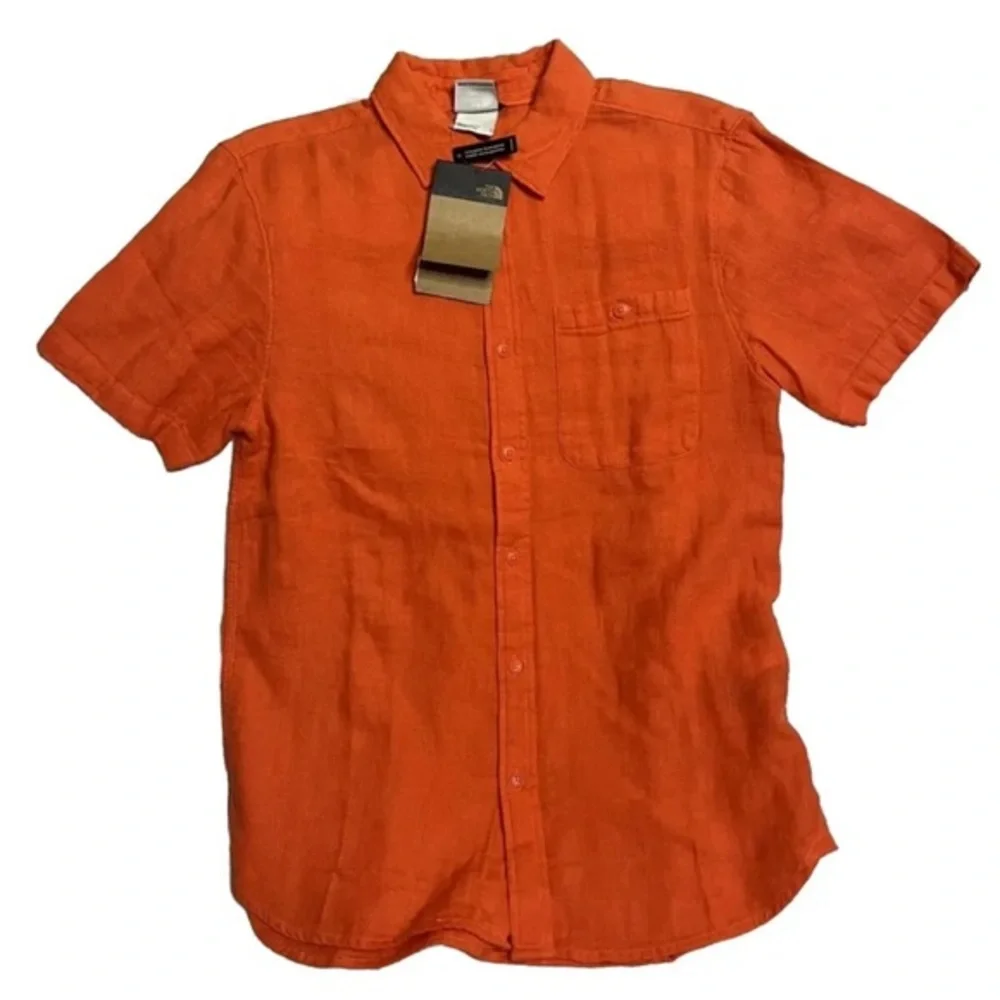New The North Face Loghill Jacquard Short Sleeve Shirt | Retro Orange S